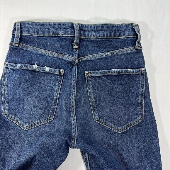 Zara Women High Rise Straight Leg Raw Hem Distress stretch Denim Jean Size US 2 - Picture 6 of 11